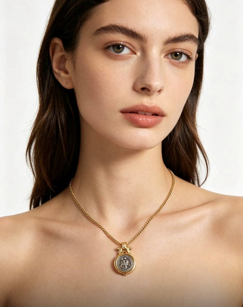 Athena Medallion Necklace Yellow Gold