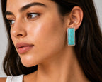 Bo Earrings Large Silver Turquoise