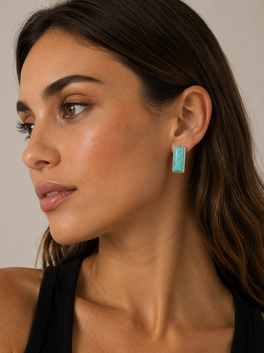 Bo Earrings Small Silver Turquoise