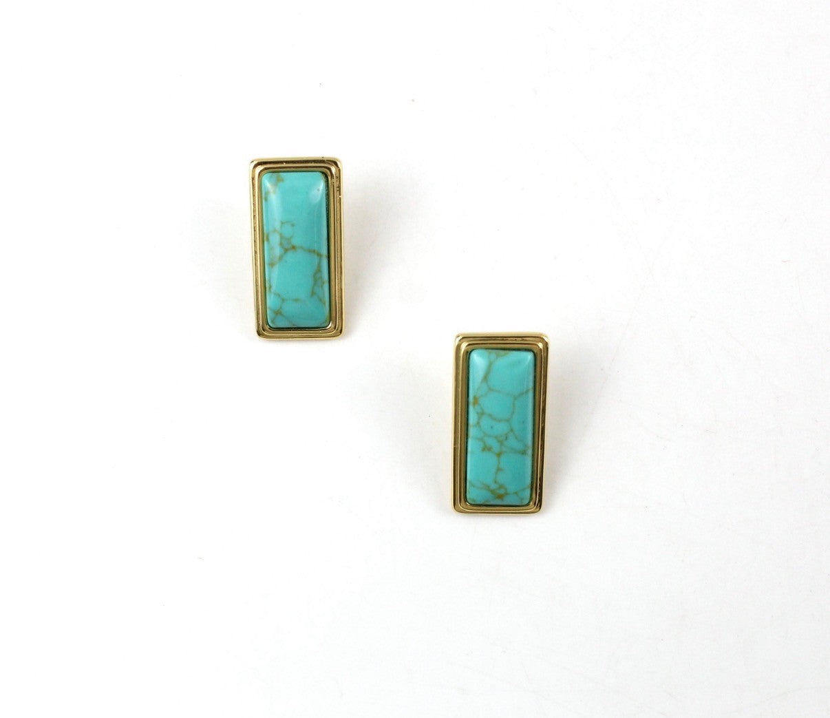 Bo Earrings Small Yellow Gold Turquoise