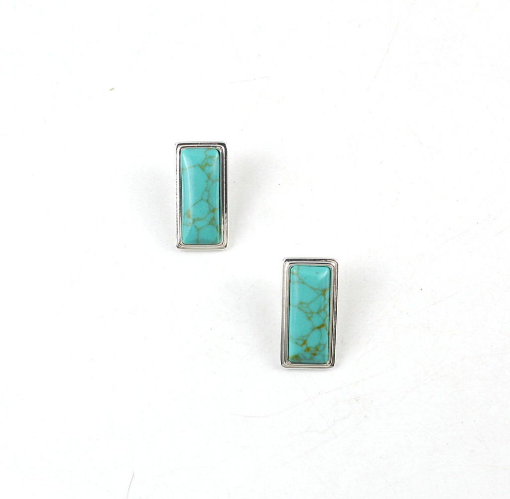 Bo Earrings Large Silver Turquoise