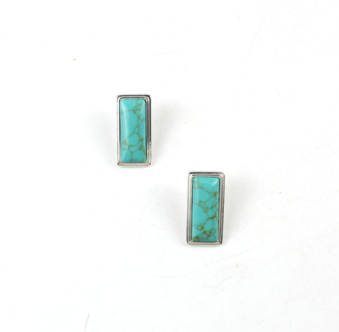 Bo Earrings Large Silver Turquoise
