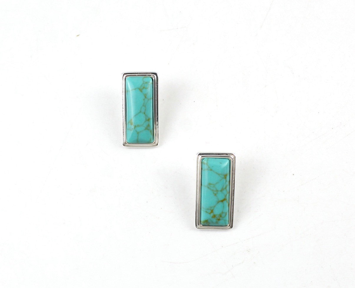 Bo Earrings Small Silver Turquoise