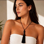 Capri Tassel Necklace Onyx