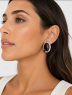ICON EARRINGS SILVER BORDEAUX