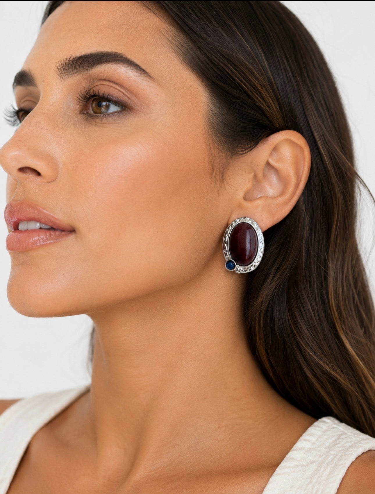ICON EARRINGS SILVER BORDEAUX