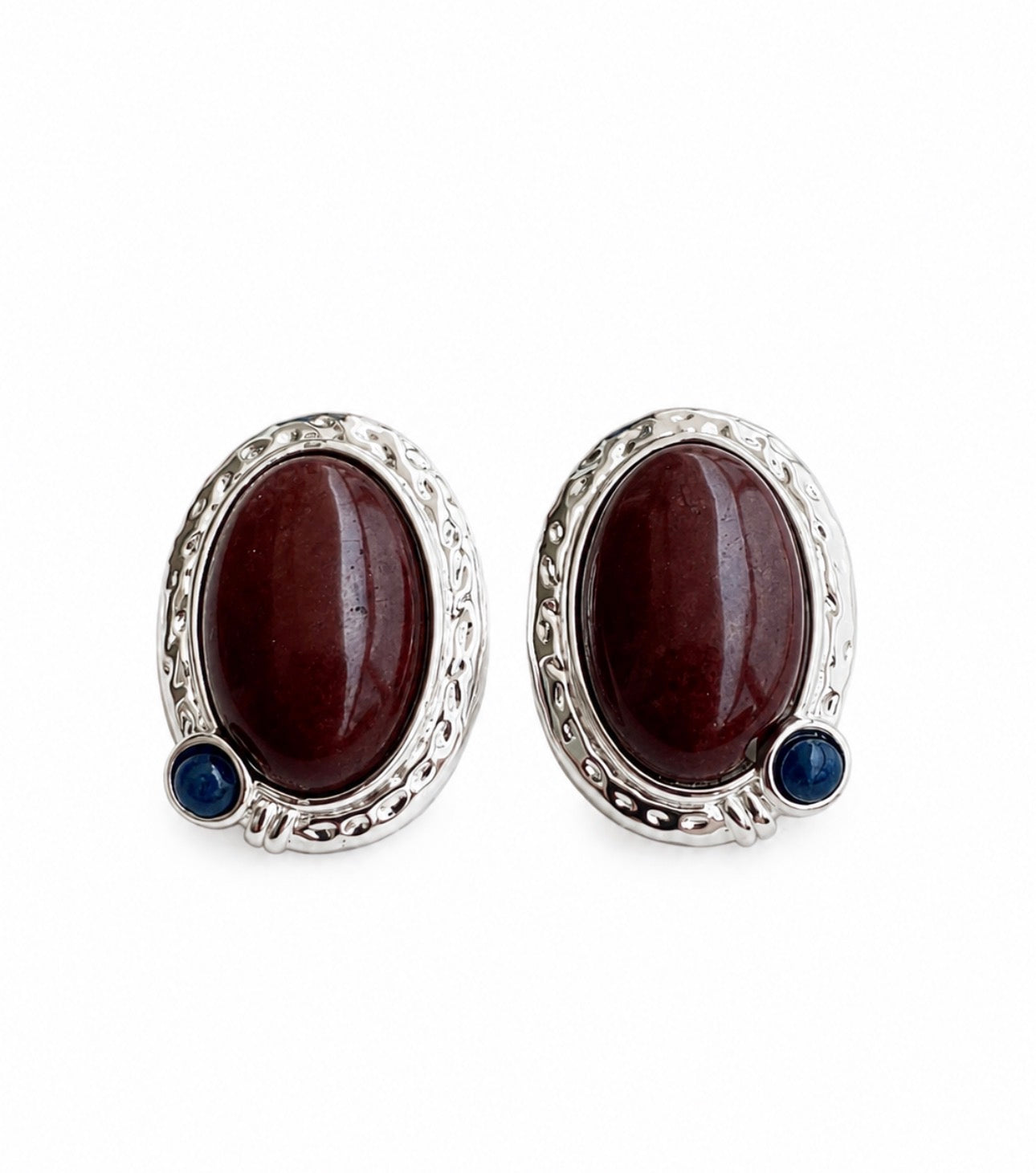 ICON EARRINGS SILVER BORDEAUX