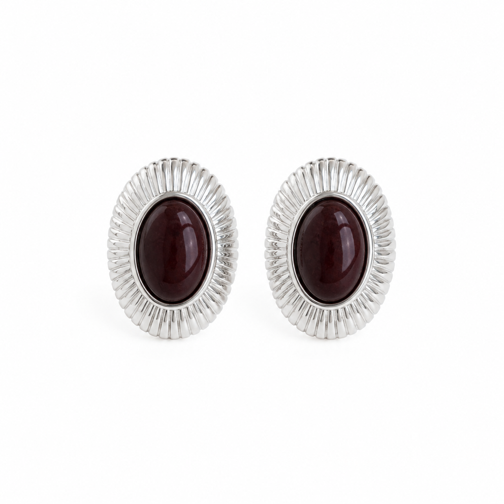 SCARLETT EARRINGS SILVER BORDEAUX