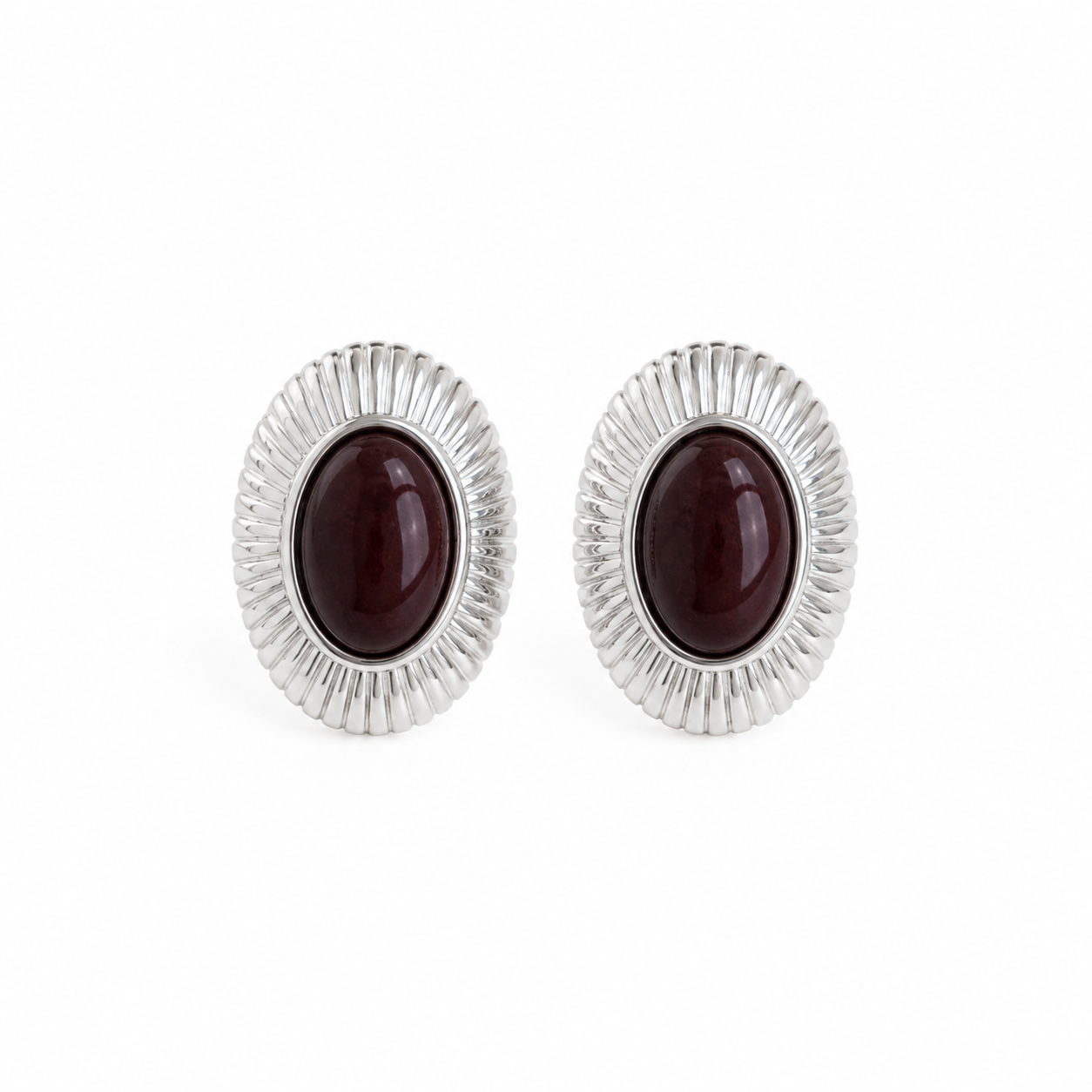 SCARLETT EARRINGS SILVER BORDEAUX