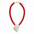 Shell Beaded Necklace Red