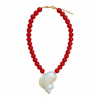 Shell Beaded Necklace Red